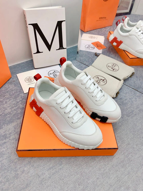 에르메스 바운싱 스니커즈 캔버스 스웨이드 고트스킨 & 블랑 오랑쥬