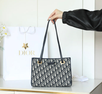 디올 오블리크 자카드 스몰 쇼퍼백 블루