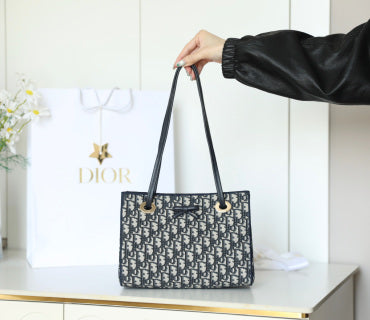 디올 오블리크 자카드 스몰 쇼퍼백 블루