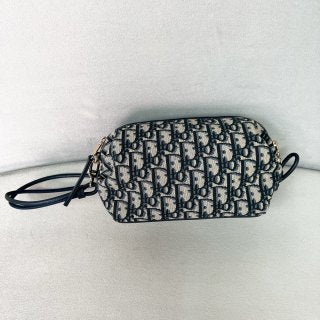 디올 보우 파우치 디올 오블리크 자카드 블루